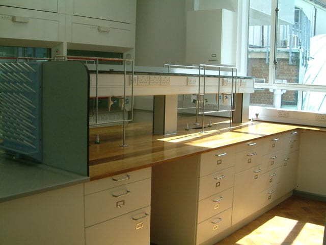 Science lab desk at department of chemistry at Cambridge university