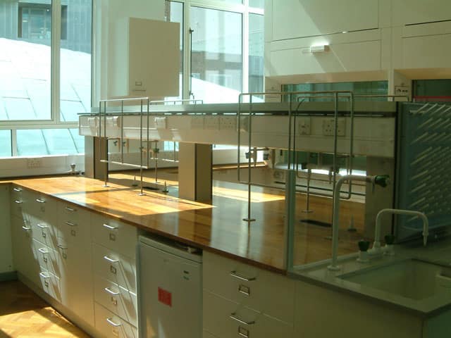chemistry laboratory with iroko worktops