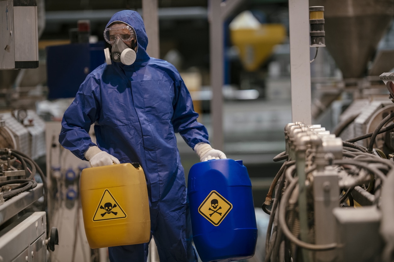 worker handling dangerous chemicals